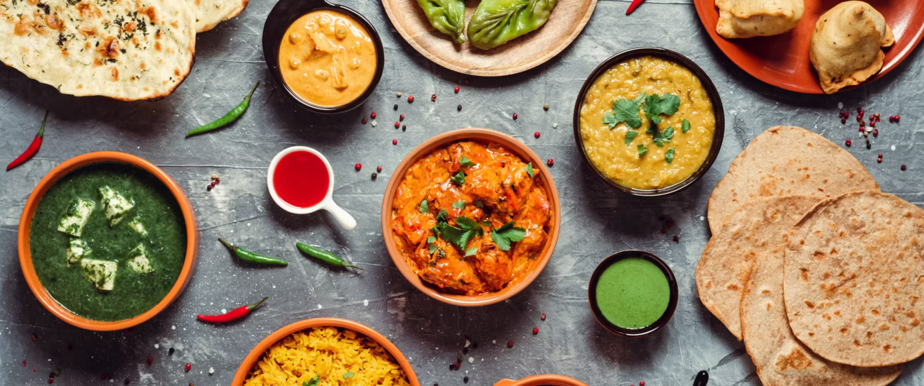 An assortment of dishes from India Palace in Alameda, CA